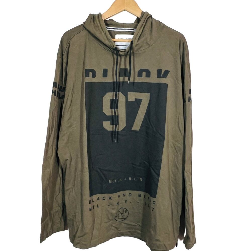 Black N Blanc Jersey Pullover Top Shirt Long Sleeve Hoodie Olive Long Sleeve 2X